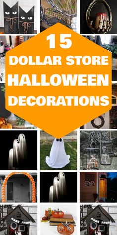 15 dollar store halloween decorations with text overlay that reads, 15 dollar store halloween decorations