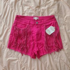 Brand New Never Worn Hot Pink Fringe Shorts Purchased From Altar'd State, From A Smoke-Free Home. Materials: 97% Polyester 3% Spandex Tags: Cowboy Western Cowgirl Yee Haw Howdy Texas Women's Juniors Coachella Summer Festival Short Raw Hem Denim High Waist Country Nwt Bnwt Barbiecore Barbie Cowgirl Hot Pink Fringe Pink Jeans With Frayed Hem For Summer, Summer Festival High Waist Jeans, High Waist Jeans For Summer Festival, Stretch Bottoms With Fringe For Spring, High Waist Bottoms For Spring Festival, High Waist Bottoms With Frayed Hem For Festival, Trendy Festival Bottoms With Frayed Hem, Pink Cotton Bottoms For Festival, Trendy Bottoms With Frayed Hem For Festival