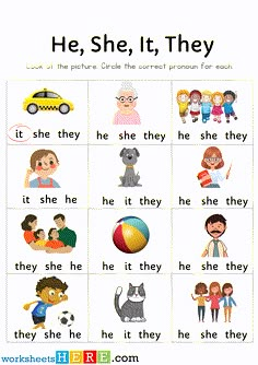 the worksheet for he, she, it they is an interactive game to teach children