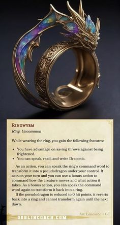 a ring with an image of a dragon on it