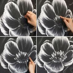 the process of drawing a flower with chalk