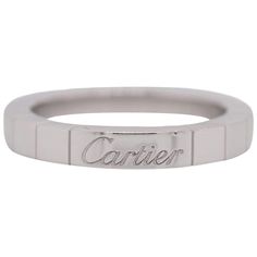 These Cartier bands look amazing worn alone, paired with an engagement ring, or stacked with more amazing antique bands! Item Details: Ring Size: 48 (4.5) Metal Type: 18K White Gold Weight: 5.7 grams Hallmark: Cartier 750 48 Engraving: none Width: 3 mm Finger to Top of Ring Measurement: 2.3 mm Luxury Cartier White Gold Rings, Cartier Band, Memory Ring, Wedding Band Ring, Band Ring, Ring Verlobung, Cartier, Wedding Band, Band Rings