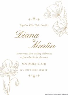 a wedding card with flowers on it