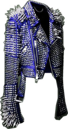 Jacket Men Style, Stud Clothing, Star Jacket, Punk Jacket, Steampunk Woman, Gothic Jackets, Steampunk Leather, Blue Rock, Studded Leather Jacket