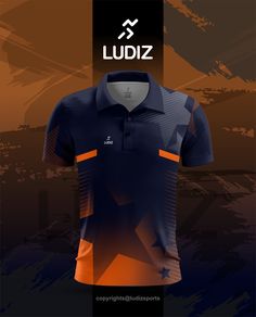 an orange and black polo shirt with the name ludiz on it