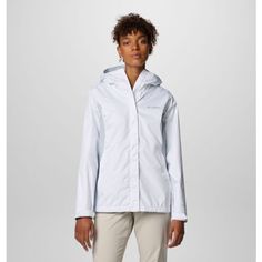 A waterproof, breathable, self-packable rain shell with full seam sealing, breathable mesh lining, and classic, versatile style. White Nylon Travel Outerwear, White Nylon Raincoat For Rainy Weather, Classic Waterproof Raincoat For Outdoor, Classic Outdoor Raincoat, White Spring Travel Outerwear, White Windproof Raincoat For Outdoor, Functional White Raincoat, White Functional Outdoor Raincoat, White Waterproof Windbreaker For Fall