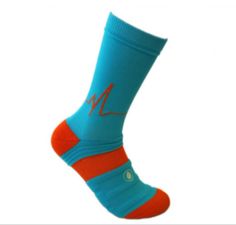 Bamboo Athletic Sport Pro Crew Socks in Blue & Orange - Colmena Blue Anti-odor Sports Socks, Blue Anti-odor Sporty Socks, Blue Casual Training Socks, Casual Blue Training Socks, Sporty Blue Running Socks, Casual Blue Socks For Sports Events, Blue Sports Socks, Blue Anti-odor Socks For Running, Blue Anti-odor Running Socks