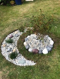 a rock garden in the shape of a crescent