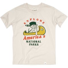 Explore America's National Parks - "Paddle the Parks" Youth Short Sleeve Tee Unisex Youth Sizing / Standard Youth Tee Fit Sustainably made from 60% BCI Cotton and 40% Recycled Polyester National Park Tshirt, Landmark Poster, National Park Shirt, Unisex Shorts, Shirt Ideas, Printed Tees, Style Ideas, Kitsch, Outdoors Adventure