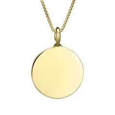 CBM-61 Solidified ashes set in this simple yet substantial 14K yellow gold circular pendant. Dimensions:20mm All dimensions are approximate and may vary slightly with every casting. The simple bail circle pendant is solid 14k yellow gold, but it is provided on a 14/20 yellow gold-filled chain in the length and thickness of your choice. Information about matching solid 14k gold chains is available by request as well. This pendant can accommodate quite a bit of engraving across its back in multipl Minimalist Yellow Gold Necklace With Smooth Bezel, Minimalist Yellow Gold Bezel Necklace, Classic Round Necklace With Smooth Bezel, Classic Jewelry With Smooth Bezel Round Pendant, Gold Jewelry With Smooth Bezel Round Shape, Minimalist Jewelry With Smooth Bezel Round Pendant, Minimalist Round Necklace With Smooth Bezel, Yellow Gold Round Disc Jewelry For Everyday, Everyday Yellow Gold Round Disc Jewelry