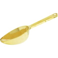 a gold spoon with a long handle on a white background