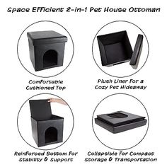 four different types of cat houses with instructions