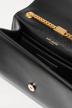 Black Monogramme Kate small textured-leather shoulder bag | SAINT LAURENT | NET-A-PORTER Ysl Kate Bag, Ysl Kate, Saint Laurent Shirt, Kate Bags, Leather Bucket Bag, Leather Bucket, Quilted Leather, Free Bag, White Bag