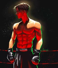 a drawing of a man wearing boxing gloves