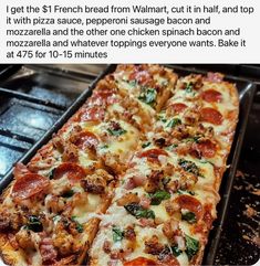 a pizza sitting on top of a pan covered in toppings