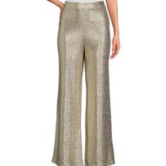 Nwt Skies Are Blue Metallic Foil Pant. Wide Leg, Flat Front. Champagne Color Denim Utility Jumpsuit, Bridesmaid Outfits, Floral Palazzo Pants, Clothes For Women Over 50, Satin Trousers, Striped Wide Leg Pants, Cropped Wide Leg Pants, Linen Blend Pants, Blue Jumpsuits