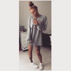 Casual Mondayssss  #converse #reebokclassic #casualfashion #fashion #monday #copperhair #fashionista #outfitofthe... Women's Professional Clothing, Women's Work Clothes, Professional Clothing, Work Clothes, Step Up, Business Casual, Tshirt Dress, Converse, Shirt Dress