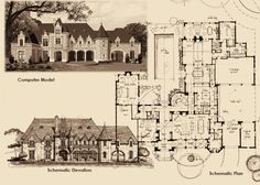 an old house with two floors and plans