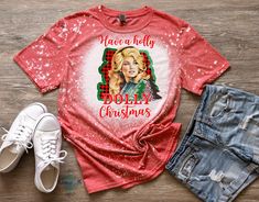 Have A Holly Dolly Christmas Dolly Parton Country Christmas Bleached Shirt Dolly Christmas, Holly Dolly, Music Shirts, Bleached Shirt, Country Music Shirts, Bleach T Shirts, Shirt Sublimation, Vinyl Shirts, Dolly Parton