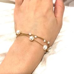 Gold String Pearl Bracelet. Brand New. Gorgeous! I Have A Matching Necklace If You Want To Bundle 18k Gold Matching Necklaces, Pearl Bracelet, Womens Jewelry Bracelets, Gold Color, 18k Gold, Women Jewelry, Brand New, Bracelet, Gold