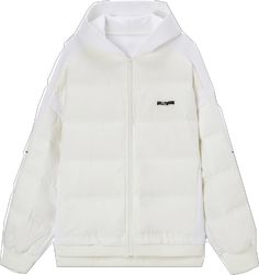 White Hooded Outerwear For Streetwear, Casual White Hooded Jacket For Winter, Casual White Hooded Winter Jacket, White Techwear Outerwear For Winter, Casual Winter White Puffer Jacket For Streetwear, Casual Winter White Puffer Jacket With Padded Collar, White Techwear Hooded Jacket With Long Sleeves, White Streetwear Outerwear With Double-lined Hood, Urban White Hooded Outerwear