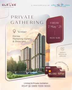 a flyer for a private gathering with an image of the building and its name on it