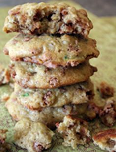 a stack of cookies sitting on top of a table