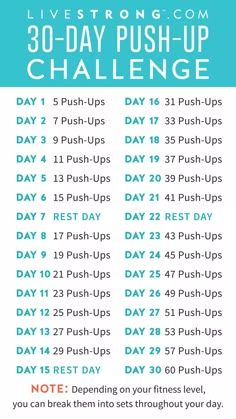 the 30 - day push up challenge poster