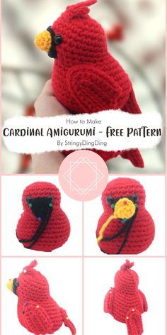 crocheted cardinal amigurum free pattern