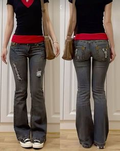 Jeans Front And Back, Vinter Mode Outfits, 2000s Outfit, Alt Clothes, 2000s Clothes, Really Cute Outfits