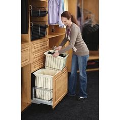 Rev-A-Shelf 24 Inch Soft Close Wire Bin Hamper - Silver CH-241419-RM-217 | CabinetParts.com Closet Hamper, Laundry Hamper Cabinet, Double Hamper, Pants Organization, Scarf Rack, Wire Bins, Closet Rods, Laundry Bin, Doors And Floors