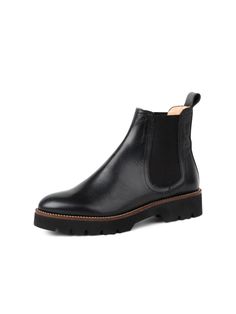 Patricia Green Women’s Chelsea Lug Sole Bootie in Black Everyday Round Toe Boots With Lug Sole, Chelsea Boots With Leather Footbed For Work, Everyday Ankle Boots With Lug Sole, Cushioned Footbed Boots Medium Width For Workwear, Cushioned Footbed Boots For Workwear, Cushioned Medium Width Boots For Workwear, Chelsea Boot Women, Driving Moccasins, Black Chelsea Boots