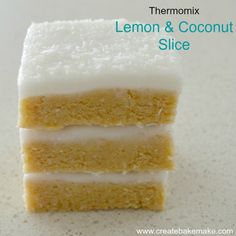 lemon and coconut slice stacked on top of each other