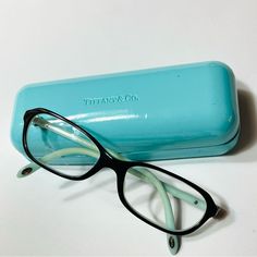 Replace The Lenses In These Stunning Eyeglass Tiffany Frames With Your Own Prescription For An Elegant Fashion Look. Case Included. Some Scuffs On Case. 51-16 135 Designer Eyeglass Frames, Glasses Accessories, Eyeglasses Frames, Tiffany & Co., Elegant Fashion, Black Blue, Blue Black, Fashion Looks, Lenses