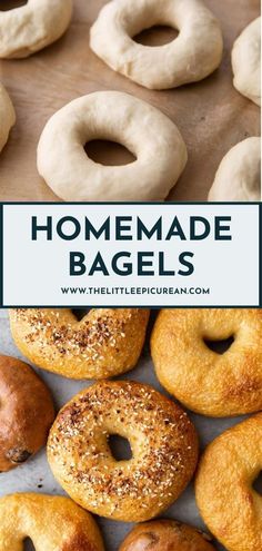 homemade bagels with sesame sprinkled on top and the title overlay reads homemade bagels