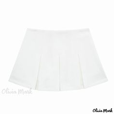 Olivia Mark - High-Waisted Wide Pleated Skirt: A Stunning Fashion Ensemble White Casual Mini Skirt With Short Inseam, Casual White Mini Skirt With Short Inseam, Chic High Waist School Skirt, Chic High Waist Skirt For School, White Lined Mini Skirt With Short Inseam, White Mini Skirt With Lined Short Inseam, White Mini Skirt With Short Inseam And Lined Detail, White Mini Skirt With Lined Detail, Casual White High Waist Pleated Skirt