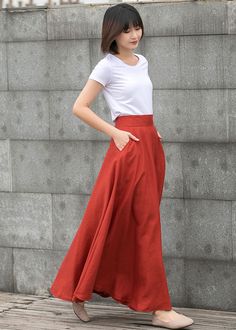 "Detail * 100% Linen * Two side pockets * Elastic waistband * Right zipper closure * Plus size skirt * A Line Skirt * Party skirt, wedding skirt * Perfect for Spring, Summer and Autumn * Wash by hand or machine with cold water ★★ The model's height approx 165cm (5′5″) with the 84cm (33\") bust, 66cm (26\") waist. She is wearing a size XS ★★ Please select custom order according to the follow situation Request similar length effect as model wear Your height is not between 155cm and 175cm Your weig Cheap Solid Color Cotton Skirt, Cheap Wide-leg Skirt With Pockets, Cheap A-line Skirt With Pockets, Flowy A-line Maxi Skirt With Pockets, Cotton Maxi Skirt With Side Pockets And Relaxed Fit, Cotton Wide Leg Skirt With Side Pockets, Casual A-line Skirt With Pockets, Flowy Cotton Skirt With Side Pockets, Cotton Flowy Skirt With Side Pockets