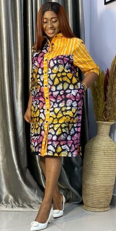 Simple African Dresses For Women, Short Gowns Dresses, Adire Short Gown Styles, Short Gown For Ladies, African Attire Dresses