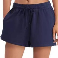 H Halston Dark Navy Sweat Shorts Soft Pocket Drawstring Pal5500 Navy Drawstring Bottoms Short Length, Blue Relaxed Fit Athletic Shorts With Drawstring, Navy Drawstring Shorts, Blue Pajama Shorts With Elastic Waistband, Blue Drawstring Shorts For Leisure, Blue Drawstring Leisure Shorts, Leisure Blue Drawstring Shorts, Blue Athletic Shorts With Built-in Shorts For Leisure, Casual Blue Athletic Shorts For Vacation