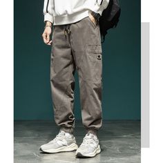 N-230-25 Casual Cotton Cargo Bottoms, Hip Hop Style Leisure Pants With Pockets, Hip Hop Pants With Pockets For Leisure, Cotton Cargo Style Sweatpants, Casual Cotton Cargo Pants With Pockets, Hip Hop Leisure Pants With Pockets, Casual Cotton Ankle-length Pants, Casual Cotton Sweatpants With Cargo Style, Cotton Cargo Style Sweatpants With Tapered Leg