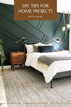 a bed sitting on top of a rug in a bedroom