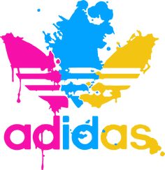 the adidas logo with paint splattered on it's back and sides