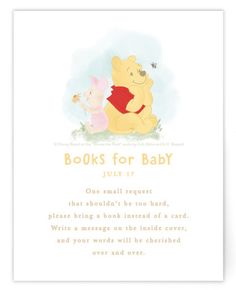 winnie the pooh and piglet book for baby card with an illustration on it