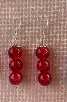 red sparkle stack earrings Red Hypoallergenic Party Jewelry, Red Hypoallergenic Jewelry For Party, Hypoallergenic Red Jewelry For Parties, Red Round Beaded Party Earrings, Red Hypoallergenic Round Bead Earrings, Gift Red Round Crystal Earrings, Stack Earrings, Stacked Earrings, Red Sparkle