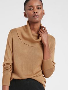 Cowl-Neck Sweater | Banana Republic Factory Long Sleeve Sweater With Seamless Collar For Work, Classic Sweater With Seamless Collar For Fall, Classic Fall Sweater With Seamless Collar, Winter Long Sleeve Sweater With Seamless Collar, Long Sleeve Sweater With Seamless Collar For Fall, Elegant Sweater With Seamless Collar For Fall, Classic Funnel Neck Tops For Fall, Classic Long Sleeve Top For Fall Layering, Classic Long Sleeve Top For Fall