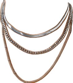 Trendy Layered Snake Chain Necklace, Trendy Multi-strand Layered Chain Necklace, Silver Chunky Chain Multi-strand Layered Necklace, Silver Multi-strand Chunky Chain Layered Necklace, Silver Multi-strand Layered Necklace With Chunky Chain, Silver Multi-strand Necklace With Chunky Chain, Multi-strand Gold Necklaces With Silver Chain, Trendy Multi-strand Chunky Chain Necklace, Trendy Layered Metal Chain Necklace