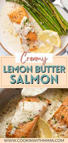 lemon butter salmon with asparagus and cream sauce