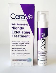 CeraVe Skin Renewing NIGHTLY EXFOLIATING TREATMENT Glycolic & Lactic Acid Blend Size: 1.7 fl oz / 50 ml   Brand New In Box All Products & Brands Are Authentic, Brand New, Most Have Manufacturers Seal Where Applicable NOTE: Colors May Vary On Different Screens FREE NEXT DAY SHIPPING Please Contact Me If You Have Any Questions Licorice Root Extract, Lactic Acid, Glycolic Acid, Box Signs, Anti Aging Skin Care, Body Skin, Body Skin Care, Active Ingredient, Aging Signs