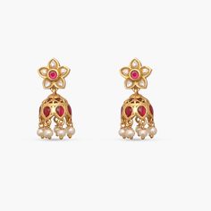 Udhay Kempu Antique Jhumki Earrings Temple Jewelry Style Jhumkas For Navratri, Temple Jewelry Jhumkas For Navratri, Temple Style Drop Jhumkas For Navratri, Temple Style Jhumkas For Navratri, Antique Jhumka, Luxury Details, Buy Jewellery Online, Jhumki Earrings, Traditional Earrings