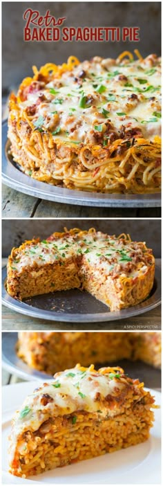 this is an image of baked spaghetti casserole